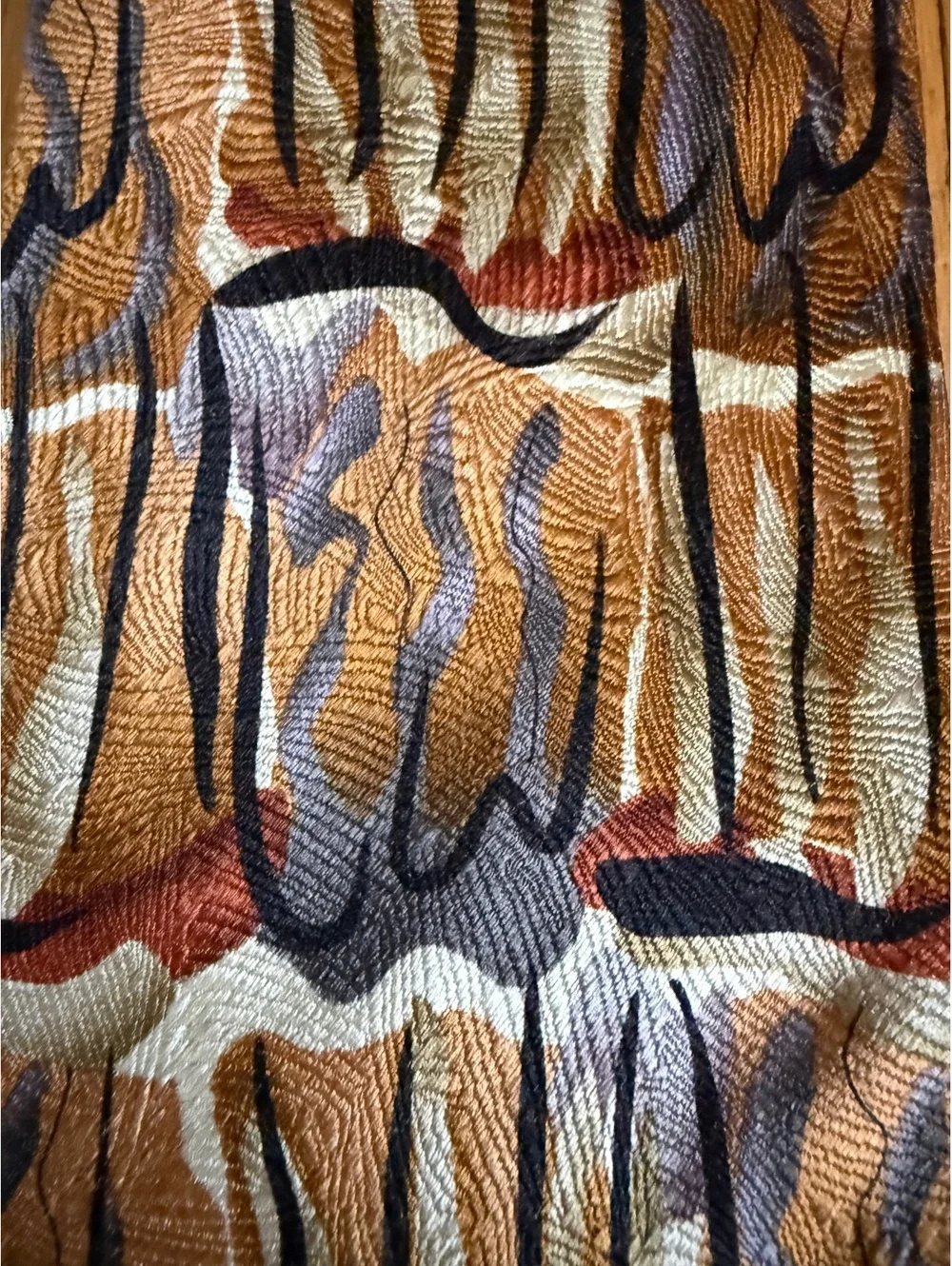 J Garcia Scaly Monster & Blue Man Silk Tie Abstract Art Brown Gray 3.25”